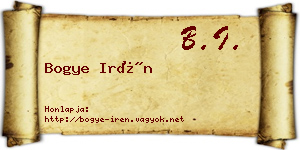 Bogye Irén névjegykártya